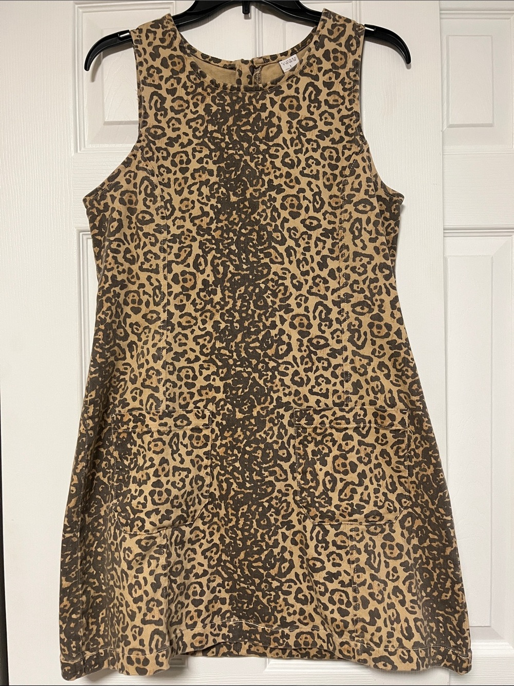 Tinseltown Leopard Print Denim Shift Dress